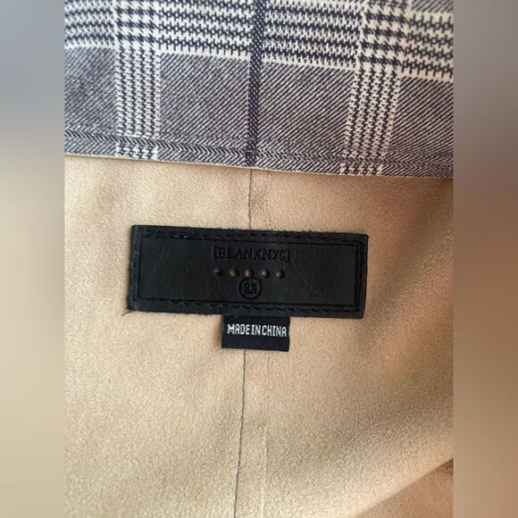 Blank NYC Anthropologie Jacket Women Size 2X Renegade Gray Brown Plaid Longline - Picture 9 of 16